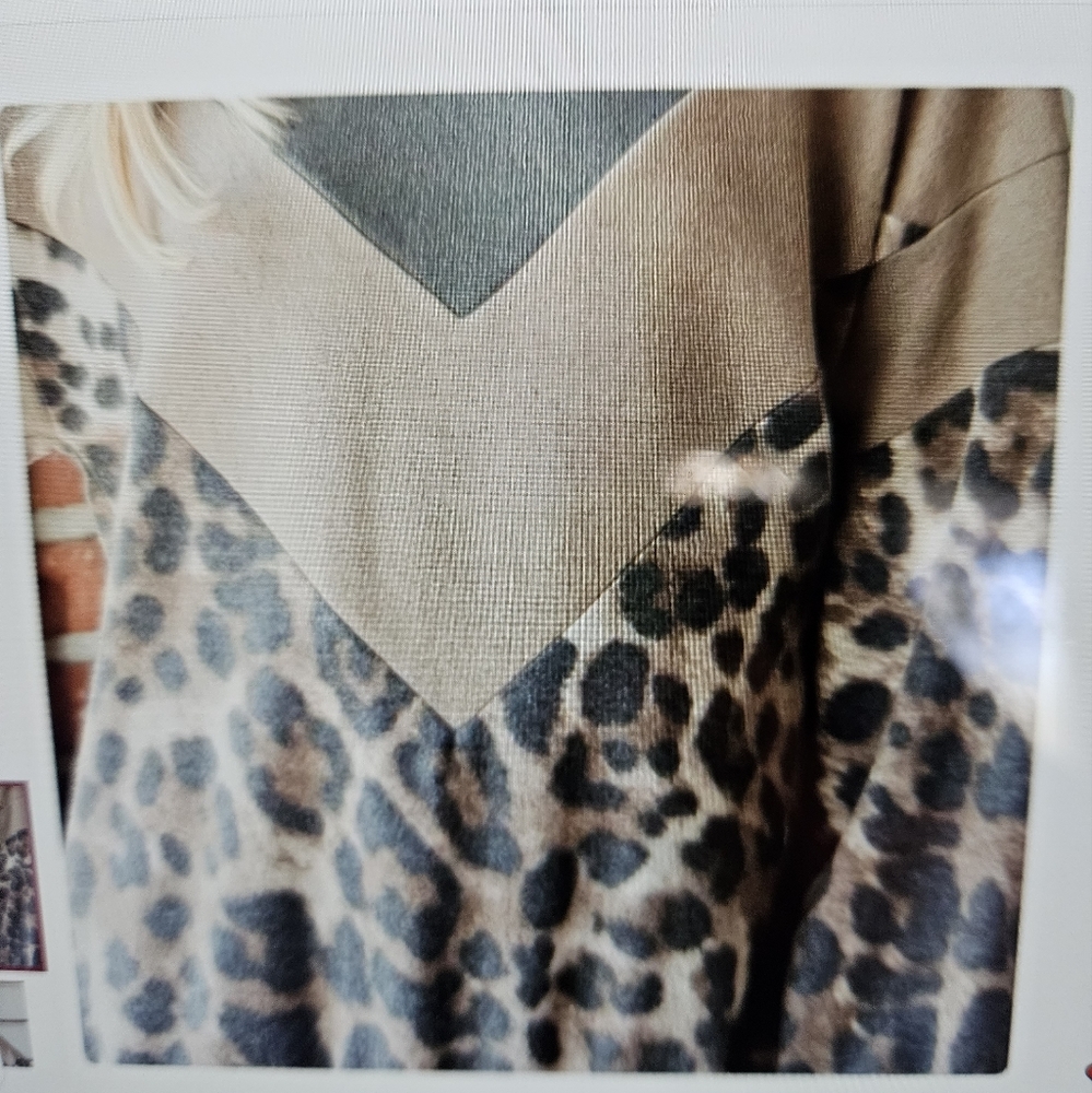 A Girl Thing Long Sleeve Chevron Leopard Top - Olive Green and Brown - Picture 4 of 7
